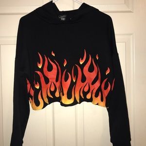 flame cropped hoodie